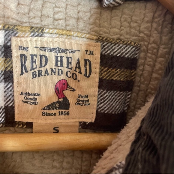 Red Head Green & Yellow Plaid Button-Up Shacket Size Small gorpcore outdoor cozy - Picture 4 of 7